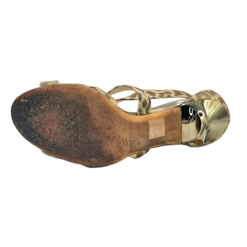 Jimmy Choo Louise Gold Leopard-Print Mirrored Heel Sandal